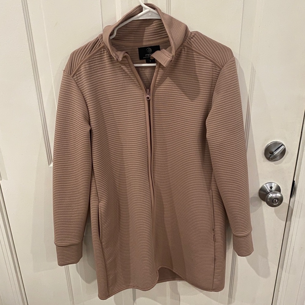Ribbed pink zip up jacket